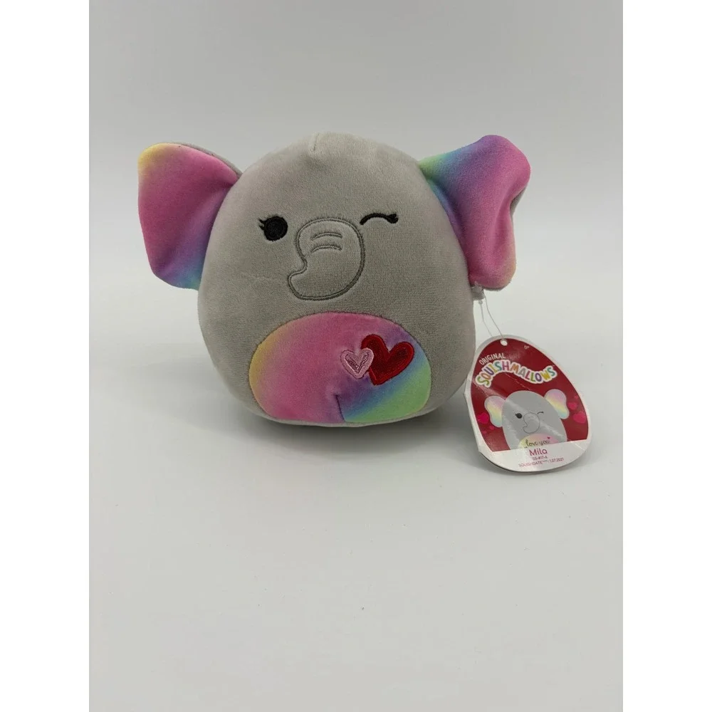 Squishmallows Mila Elephant Plush Kids 5 Inch Grey Rainbow Valentine Hearts 2022